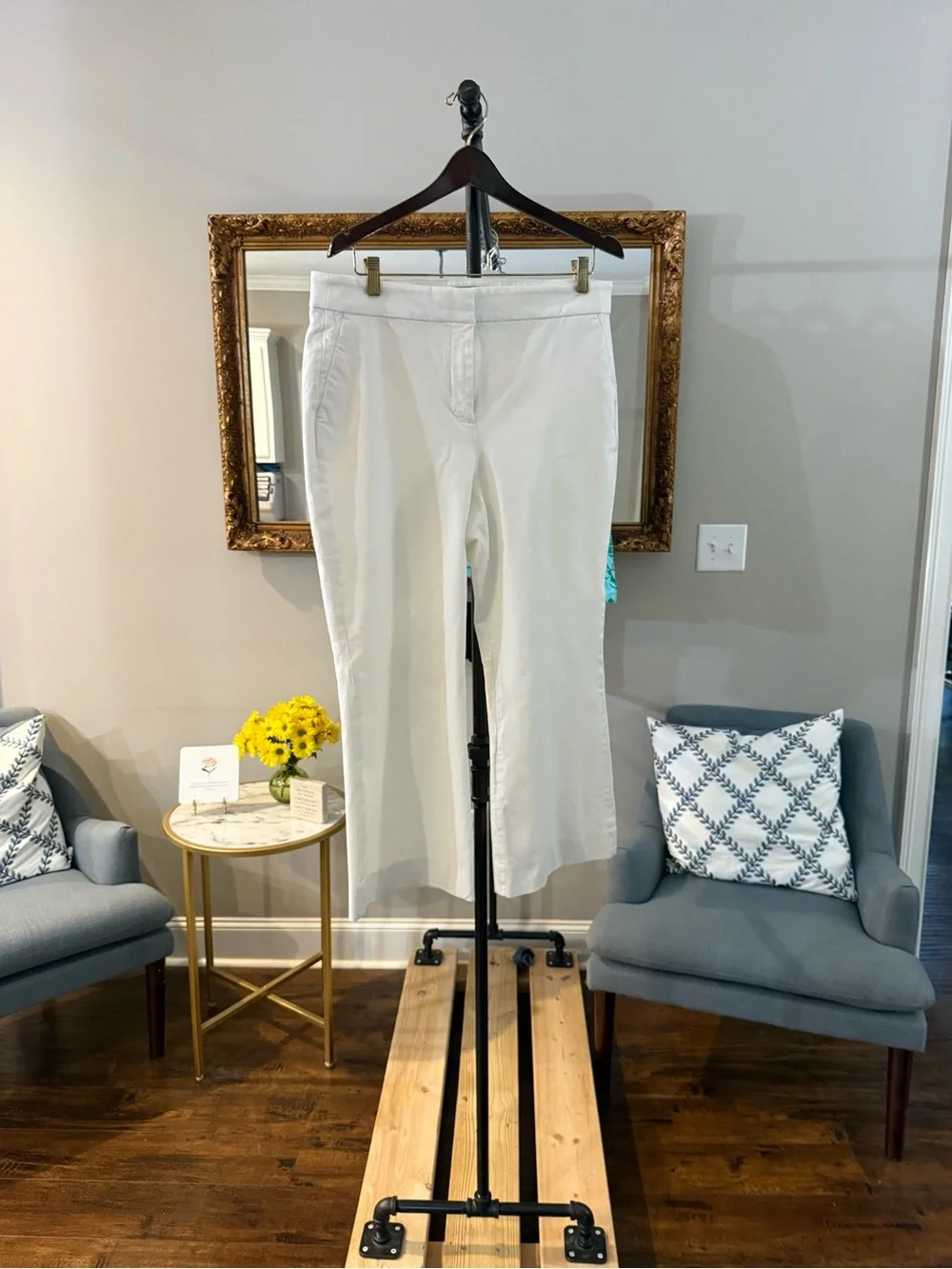 J. Crew Hayden White Cropped Straight-Leg Pants